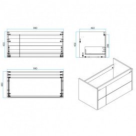 Тумба с раковиной Devit Laguna 99х45 см МДФ/ДСП антрацит 0022110A