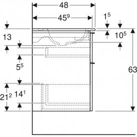 Тумба с раковиной Geberit iCon Set 75x63x48 см ДСП лава матовый 502.336.JK.1