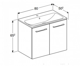 Тумба з раковиною Geberit Selnova Square 78,8х50,2 см ДСП білий глянець 501.256.00.1