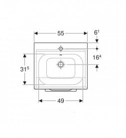 Раковина для ванної Geberit Selnova Square 55х48 см фарфор білий 500.993.00.1