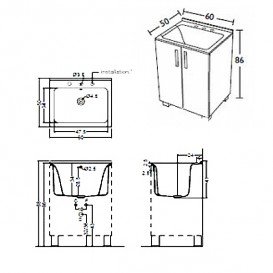 Тумба с раковиной Kerasan Comunita Aquadom 60х50 см светлый дуб 9166K0