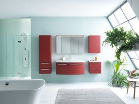 Тумба з раковиною Kolpa-san Adele UA 110 111Х50 см ДСП з 3D плівкою червоний матовий 528690