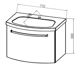 Тумба з раковиною Kolpa-san Adele OUA 70 71х50 см ДСП з 3D плівкою сатин дуб 528650