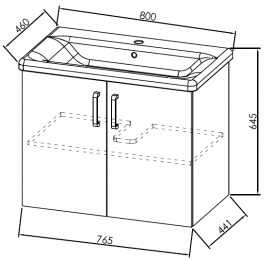 Тумба с раковиной Kolpa-san Evelin OUE 80 80х64.5 см ДСП серый/антрацит 573840