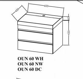 Тумба с раковиной Kolpa San Naomi OUN 60 600x450x495 мм МДФ/ДСП темный бетон 546600