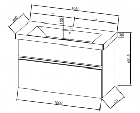 Тумба с раковиной Kolpa-san Oxana OUO 105 105.5х65.15 см ДСП с ПВХ-пленкой белый 507210
