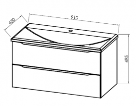 Тумба з раковиною Kolpa-san Tara OUT 90 91х49.5 см ДСП з 3D плівкою темний дуб 528380