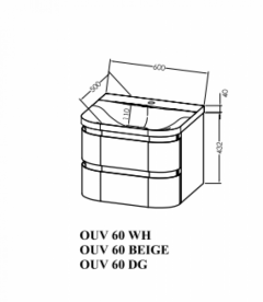 Тумба с раковиной Kolpa San Vittoria OUV 60 600x500x472 мм МДФ бежевый 547000
