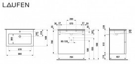 Тумба с раковиной Laufen Kartell 80х50х72,6 см МДФ галька серая H8603356411041