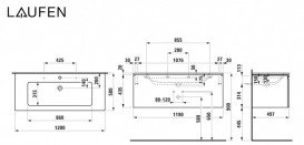 Тумба з раковиною Laufen Pro S 120х50х45,5 см МДФ графіт H8609684801071