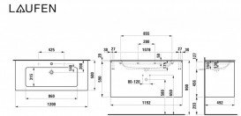 Тумба с раковиной Laufen Pro S 120х50х61 см МДФ серый H8649632661071