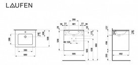 Тумба с раковиной Laufen Pro S 60х50х61 см ДСП темно-коричневый вяз H8649602631041