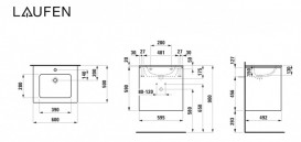 Тумба с раковиной Laufen Pro S 60х50х61 см МДФ серый H8649602661041