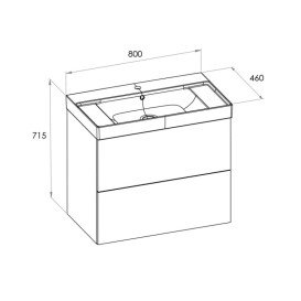 Тумба з раковиною Roca Ella 80x46 см ДСП чорний матовий A851911532