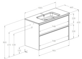 Тумба з раковиною Roca Gap Pro 100,5х46 см ДСП синій матовий A852056538