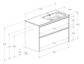 Тумба с раковиной Roca Gap Pro 100,5х46 см правосторонняя ДСП синий матовый A852059538