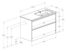 Тумба з раковиною Roca Gap Pro 100,5х46 см правостороння ДСП білий глянсовий A852059806