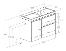 Тумба с раковиной Roca Gap Pro 100х46 см правосторонняя ДСП белый глянцевый A852064806