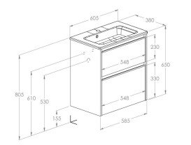 Тумба с раковиной Roca Gap Pro 60,5х38 см ДСП синий матовый A852067538