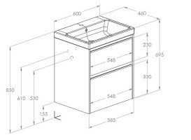 Тумба с раковиной Roca Gap Pro 60х46 см ДСП синий матовый A852049538