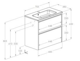 Тумба з раковиною Roca Gap Pro 70,5х38 см ДСП білий глянсовий A852068806