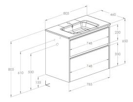 Тумба с раковиной Roca Gap Pro 80,5х46 см ДСП белый глянцевый A852051806
