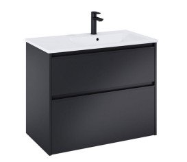 Тумба с раковиной Roca Gap Pro 80,5х46 см правосторонняя ДСП черный матовый A852054532