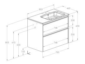 Тумба с раковиной Roca Gap Pro 80,5х46 см правосторонняя ДСП синий матовый A852054538