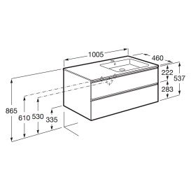 Тумба с раковиной Roca GAP Unik 100x46 см ДСП антрацит глянец A851482153