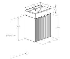 Тумба с раковиной Roca Reef 44,6х30,5 см МДФ черный матовый A852446532