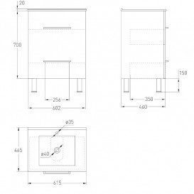 Тумба з раковиною Volle Nemo New 60 см для підлоги МДФ/ДСП білий 15-17-61N