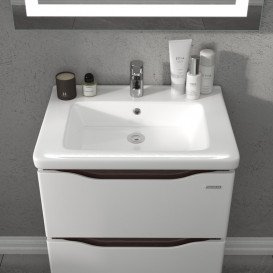 Тумба Sanwerk Alessa 60 см із раковиною Space Line МДФ білий/венге MV0000873