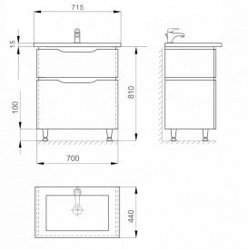 Тумба Sanwerk Alessa 70 см з раковиною Qtap МДФ білий/венге MV0000874