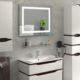 Тумба Sanwerk Alessa 70 см з раковиною Qtap МДФ білий/венге MV0000874