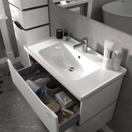 Тумба Sanwerk Alessa 80 см с раковиной Idea МДФ белый/венге MV0000875