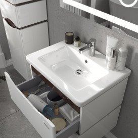 Тумба Sanwerk Alessa Air 60 см с раковиной Space Line МДФ белый/венге MV0000876