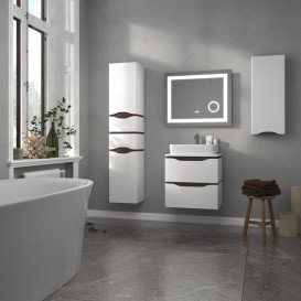 Тумба Sanwerk Alessa Air 60 см с раковиной Rapid МДФ белый/венге MV0000901