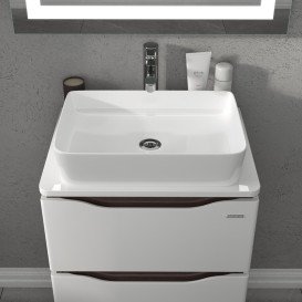 Тумба Sanwerk Alessa Air 60 см с раковиной Rapid МДФ белый/венге MV0000901