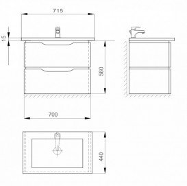 Тумба Sanwerk Alessa Air 70 см с раковиной Qtap МДФ белый MV0000871