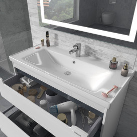 Тумба Sanwerk Greta 100 см с раковиной Сава МДФ белый MV0000909