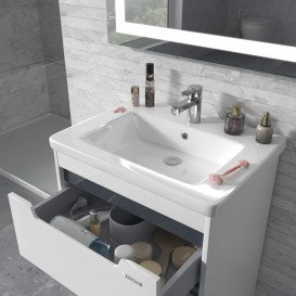 Тумба Sanwerk Greta 60 см с раковиной Space Line МДФ белый MV0000883