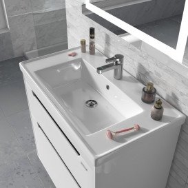 Тумба Sanwerk Greta 80 см із раковиною New Line МДФ білий MV0000885