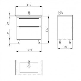 Тумба Sanwerk Greta 80 см із раковиною New Line МДФ білий MV0000885