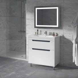 Тумба Sanwerk Greta 80 см із раковиною New Line МДФ білий MV0000885