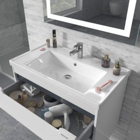 Тумба Sanwerk Greta Air 80 см із раковиною New Line МДФ білий MV0000887