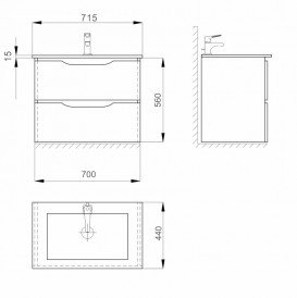 Тумба Sanwerk Liga Air 70 см з раковиною Qtap МДФ білий/месіна MV0000861