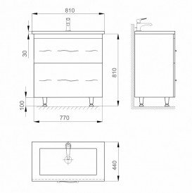 Тумба Sanwerk Mindal 80 см с раковиной New Line МДФ белый MV0000889