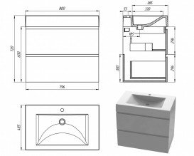 Тумба Snail Елегія з раковиною Атлант 80х48,5 см фарбований МДФ/ливарний мармур білий 800КМ163/800