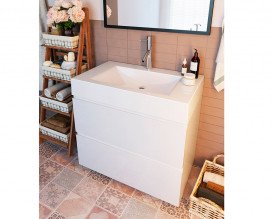 Тумба Snail Елегія з раковиною Атлант 80х48,5 см фарбований МДФ/ливарний мармур білий 800КМ163/800