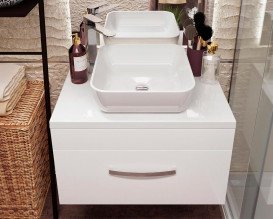 Тумба Snail Мадлен с раковиной Палермо 70х45 см крашенный МДФ/литьевой мрамор белый 700KM178